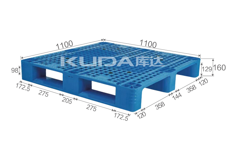 1111L網(wǎng)格川字（置鋼管）塑料托盤