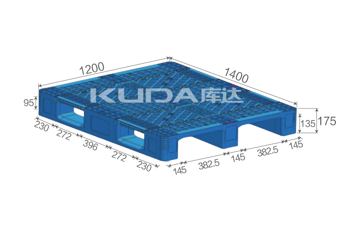 1412E網(wǎng)格川字（置鋼管）塑料托盤