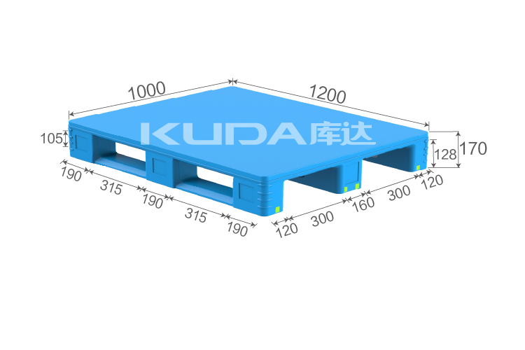 1210Q2平板川字（置鋼管）塑料托盤